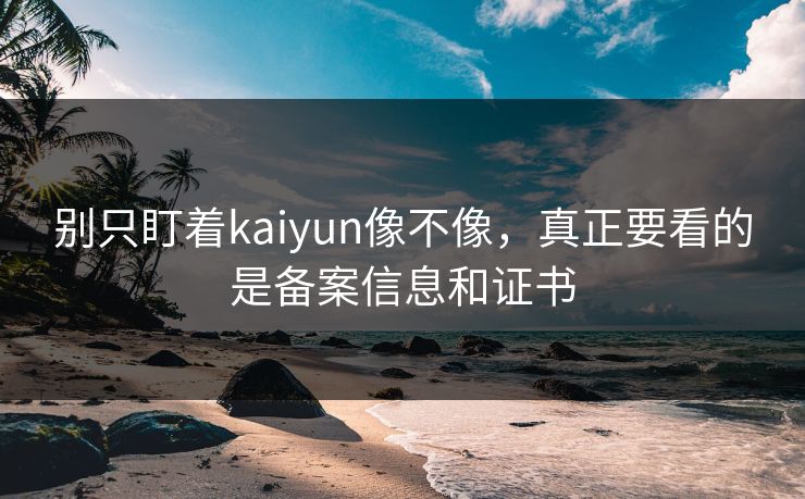 别只盯着kaiyun像不像，真正要看的是备案信息和证书