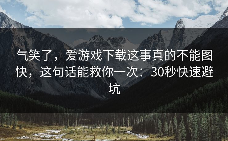 气笑了，爱游戏下载这事真的不能图快，这句话能救你一次：30秒快速避坑