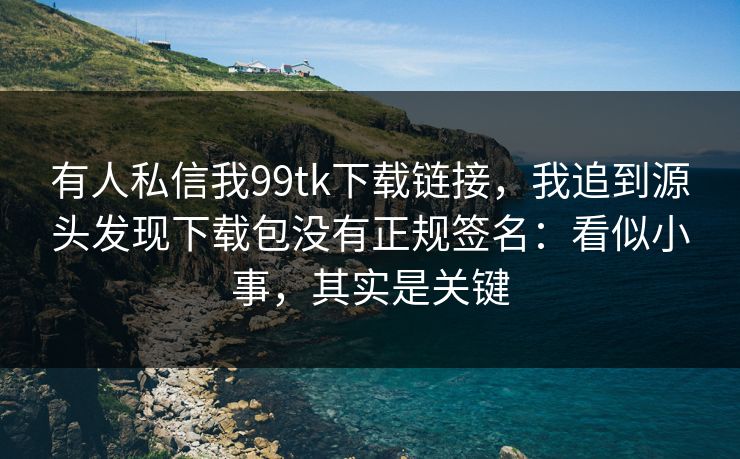 有人私信我99tk下载链接，我追到源头发现下载包没有正规签名：看似小事，其实是关键